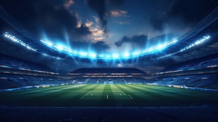 Fototapeta na wymiar Football stadium at night with light.