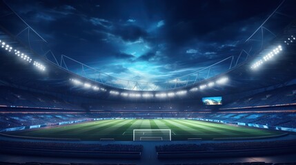 Fototapeta na wymiar Football stadium at night with light.