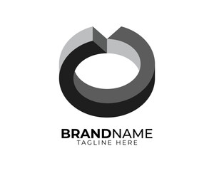 3d grayscale shading impossible shape geometry as initial letter C O U