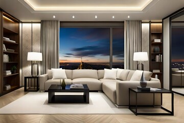 Naklejka na ściany i meble Stylish living room interior with comfortable sofa