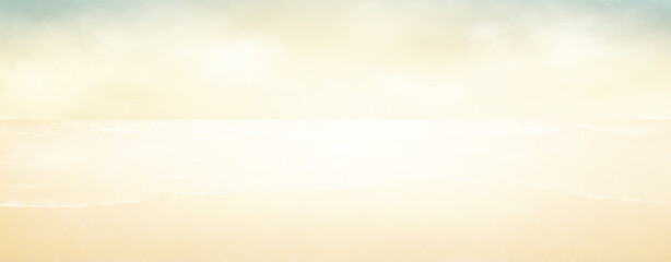 Tranquil Ocean Scene on Aged Yellow Paper Background Texture 