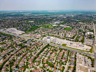 Stunning drone photo capturing the pristine green grass and beautiful homes along Kingston Road Westney. An exceptional view of Ajax real estate at its fines