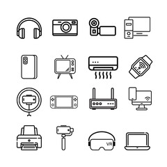 Icon set. Electronic devices. Digital illustrations vector.
