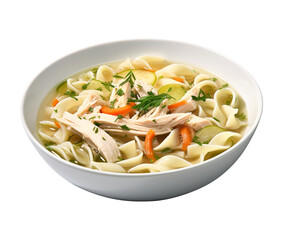 Chicken Noodle Soup isolated on transparent or white background, png