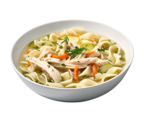 Chicken Noodle Soup isolated on transparent or white background, png