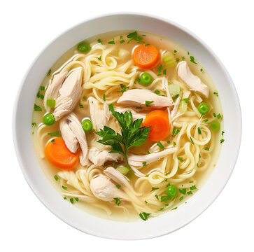 Chicken Noodle Soup Isolated On Transparent Or White Background, Png