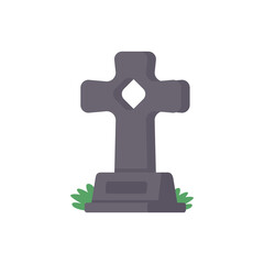 Ghost graves. Stones carved names of dead people on rocks with crosses in spooky cemetery.