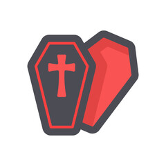 vampire coffin Crosses and vampires fly on Halloween night.