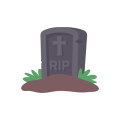 Ghost graves. Stones carved names of dead people on rocks with crosses in spooky cemetery.