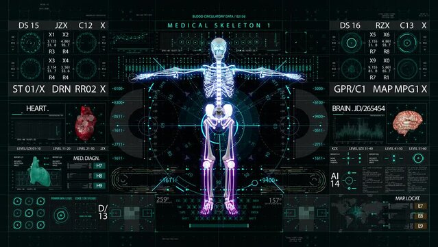 Skeleton medical HUD interface display 4K