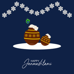  Vector flat poster for janmashtami celebration
