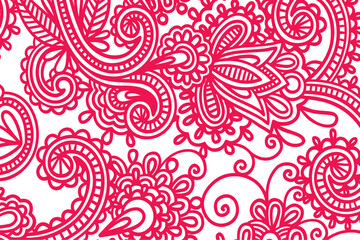 Vintage ornate seamless border pattern in traditional style. Curl and spiral ornaments on a colorful background