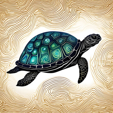 A turtle with a shell that resembles a swirling galaxy