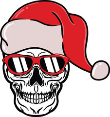 Santa skull vector mascot character