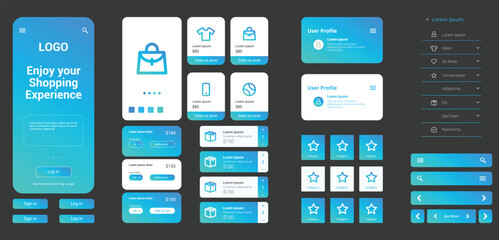 Free Vector Shopping App User Interface Template UI Kit Set Collection