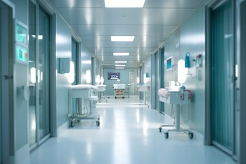 Naklejka na ściany i meble Ideal Healthcare Background with Surrealist Blurry Hospital Scene. AI Generative