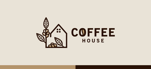 Abstract natural coffee bean house logo design