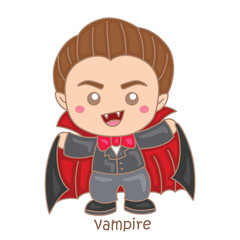 Alphabet V For Vampire Vocabulary School Lesson Cartoon Illustration Vector Clipart Sticker