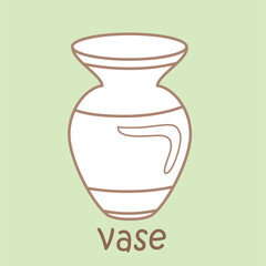 Alphabet V For Vase Vocabulary School Lesson Cartoon Digital Stamp Outline