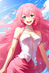 Obraz na płótnie Canvas anime girl with long hair