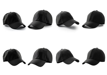 Black baseball cap mock up. Black baseball cap for design mock up isolated on white background. 