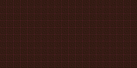 Fototapeta premium Seamless script texture pattern with lines and techonolgy oranament rectangle dark red and black retro background.