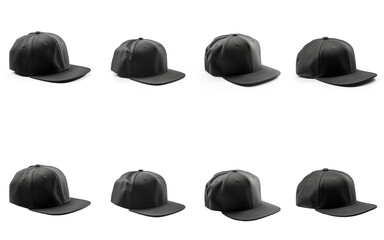 Black SnapBack Cap mock up. Black SnapBack cap for design mock up isolated on white background. 