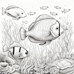 Under the Sea Kids Coloring Page with Ocean Theme