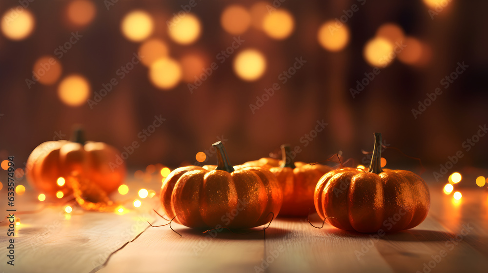 Canvas Prints Autumn pumpkin on defocused light background