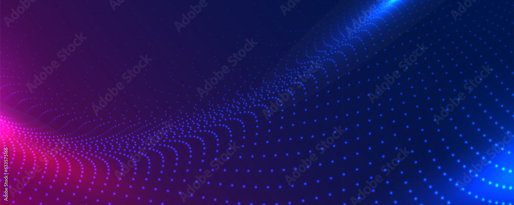 Poster Background big data visualization futuristic technology. Abstract technology particle mesh background. Big data. The glow of a fractal element in a futuristic. Sound wave music visualization. Vector.