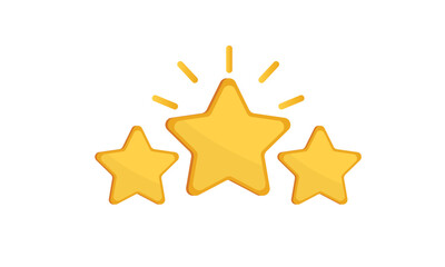 Three stars quality rating. stars of golden yellow glossy color. customer achievement and feedback.on white background.Vector Design Illustration.