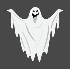 White cloth ghost . Halloween cartoon characters . Vector .