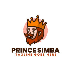 Vector Logo Illustration Prince Simba Mascot Cartoon Style.