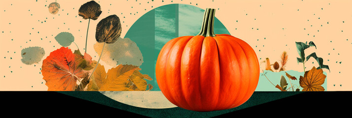 Halloween pumpkin in collage style.Halloween pumpkin in collage style.