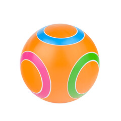 Colorful rubber inflatable ball isolated on a white background. Isolate of a children's ball with a shadow
