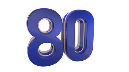 Creative blue 3d number 80