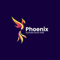 Vector Logo Illustration Phoenix Gradient Colorful Style