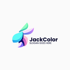 Vector Logo Illustration Rabbit Gradient Colorful Style