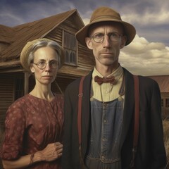 From Farm to Canvas: The Artistic Legacy of Grant Wood, generative ai - obrazy, fototapety, plakaty