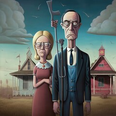 Cultivating Art: Exploring the Cultural Roots of 'American Gothic, generative ai - obrazy, fototapety, plakaty