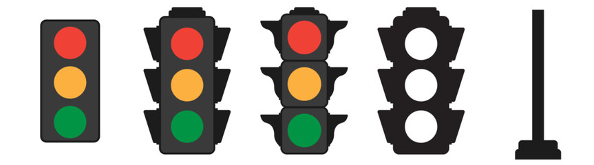 traffic light red yellow, green icon street sign - obrazy, fototapety, plakaty