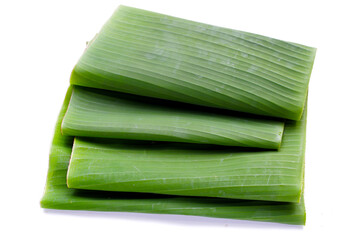 Banana leaves on white background.