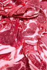 Fresh sliced raw pork meat