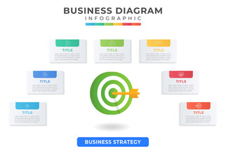 7 Step Business Strategy Diagram. presentation vector infographic template for business.