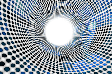 Digital png illustration of tunnel of black and blue spots on transparent background