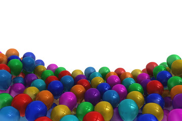 Digital png illustration of colourful balloons with copy space on transparent background