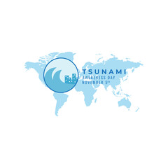 World tsunami awareness day concept design,logo for poster,magazine,banner,vector icon symbol illustration design