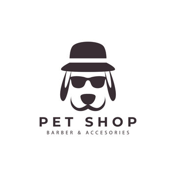 pet shop logo cool dog cartoon vector icon symbol illustration design