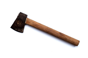Old ax isolated on white background.