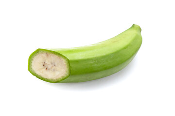 Raw banana isolated on white background.
